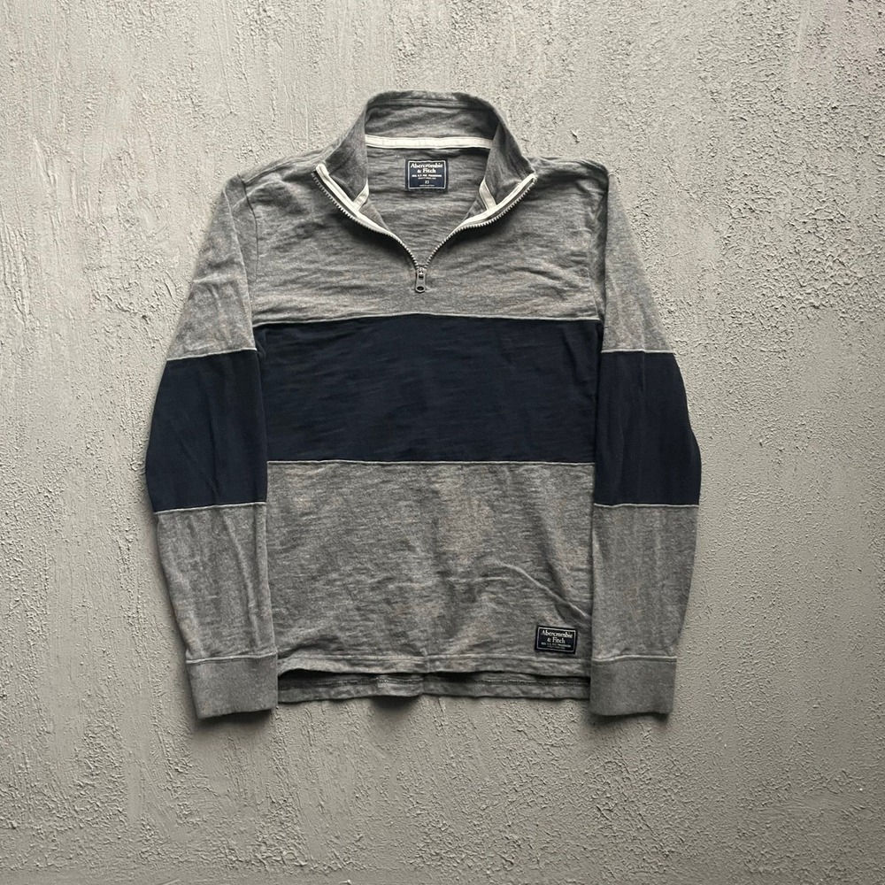 Vintage Abercrombie Colorblock Quarter Zip Pullover Mens XS Grey Y2K